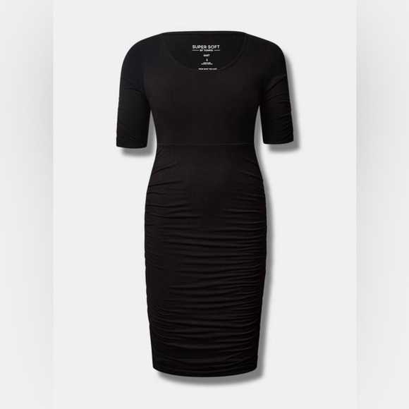 Torrid Mini Super Soft Elbow Sleeve Black Bodycon Dress Size 2x - Picture 3 of 14